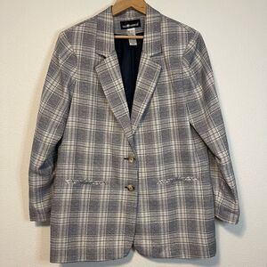 Vintage Sag Harbor Plaid Longline Blazer Size 14